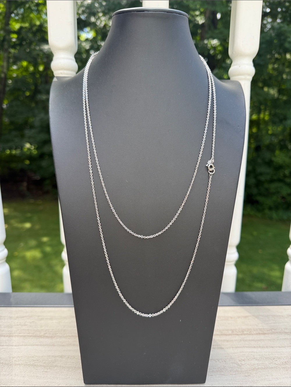 Vintage CROWN TRIFARI signed silver 48 inch chain necklace